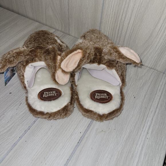 New Kids Peter Rabbit Brown Bunny Slippers Easter Dan Dee Size M 13-1 - Picture 3 of 6